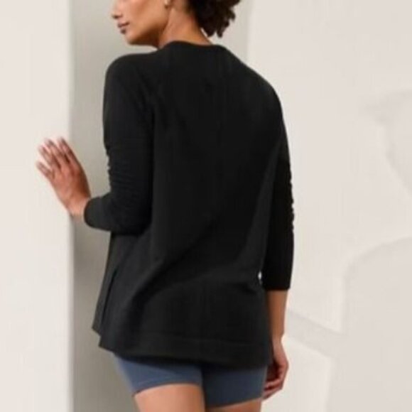 NEW Athleta Coaster Luxe Sweatshirt Sz L Black Stretch Crewneck Modal Ultra Soft - Picture 2 of 11